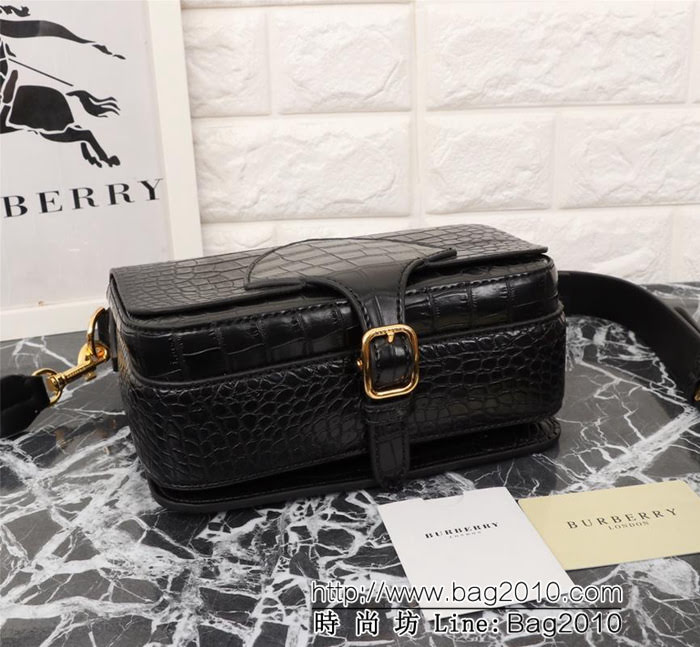 BURBERRY巴寶莉 大號最高版本 專櫃最新The Satchel短吻鱷皮 方型薩奇爾包  Bhq1028